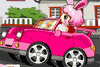 Yuju Pink Car Course De Voiture Rose !